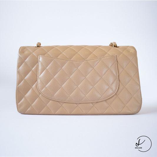 Classic Double Flap Medium Beige Clair GHW