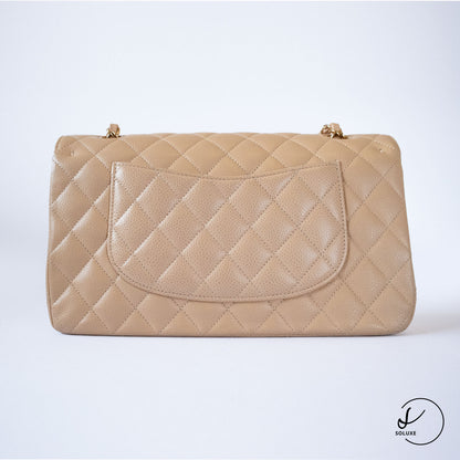 Classic Double Flap Medium Beige Clair GHW