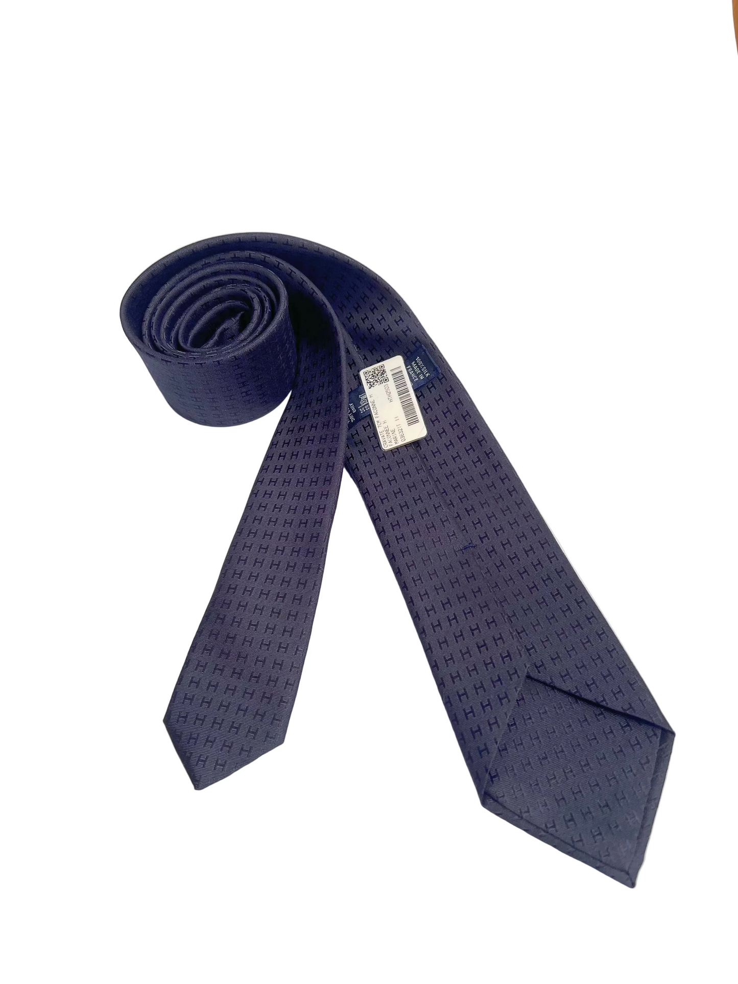 Hermes Necktie Navy Blue