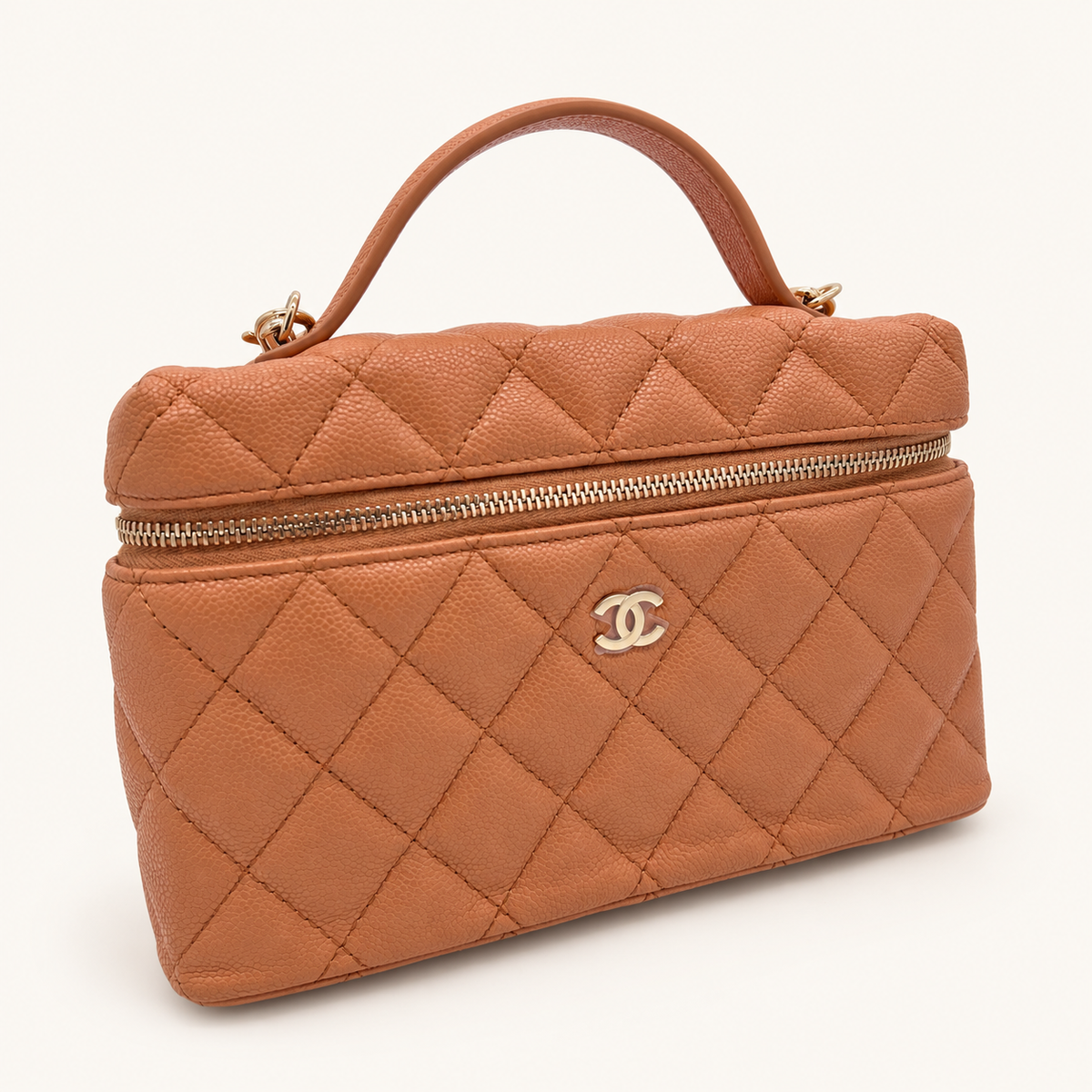 Vanity with Chain Dark Beige GHW — product preview on cream background