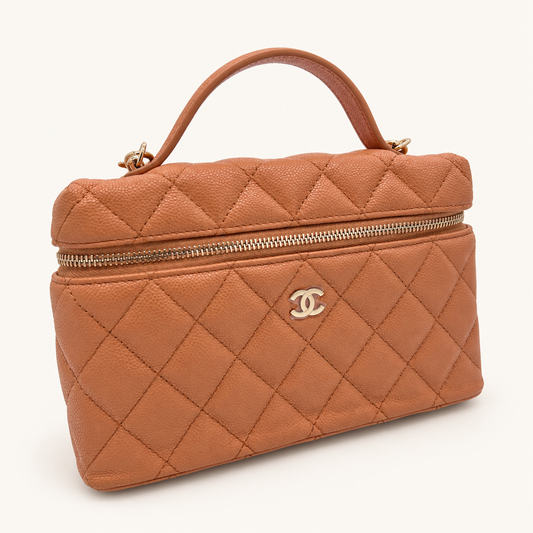 Vanity with Chain Dark Beige GHW — product preview on cream background
